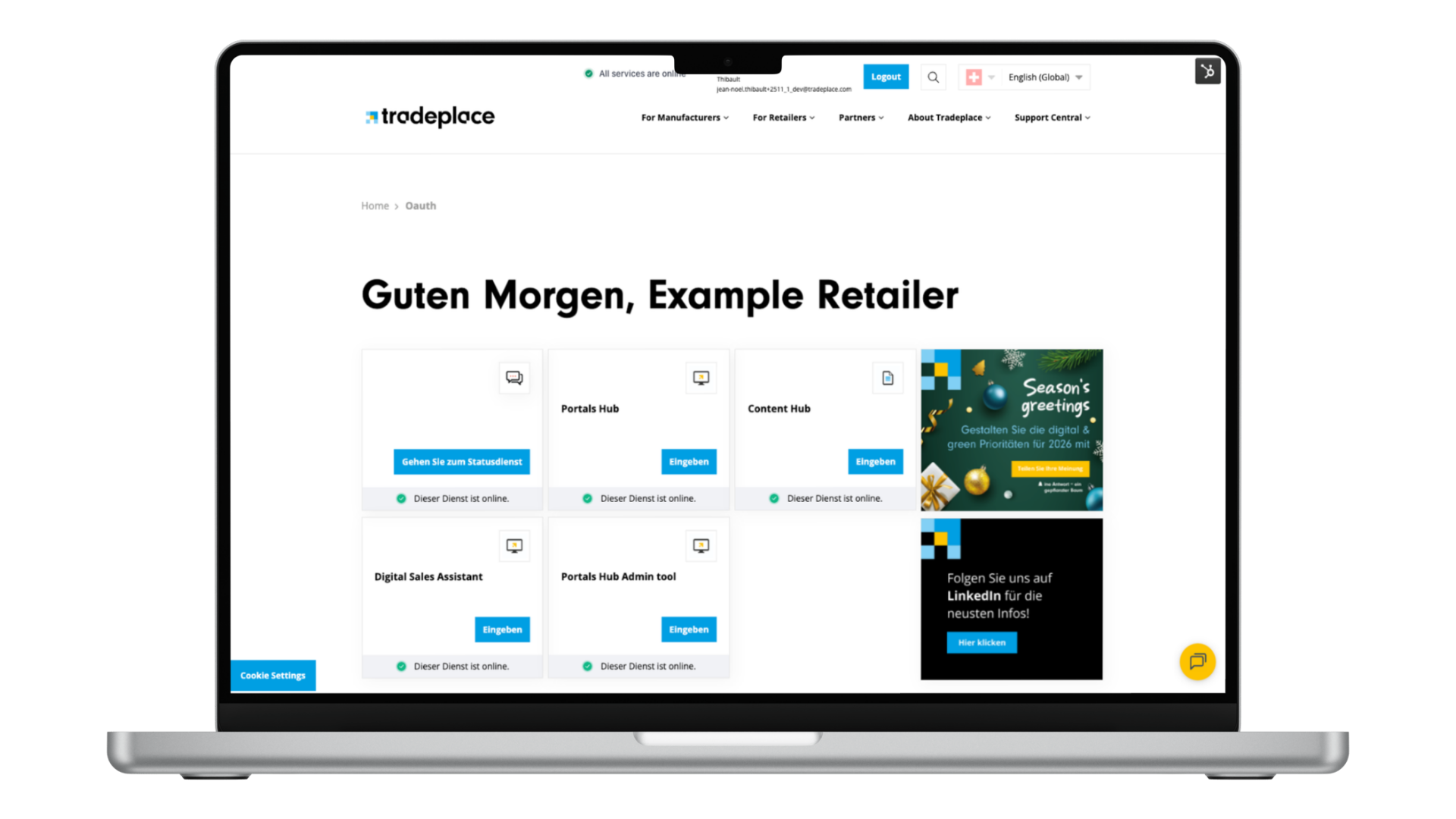 Personalised Home Page Tradeplace